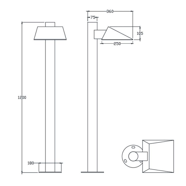 B4316 02 Lawn Bollard light