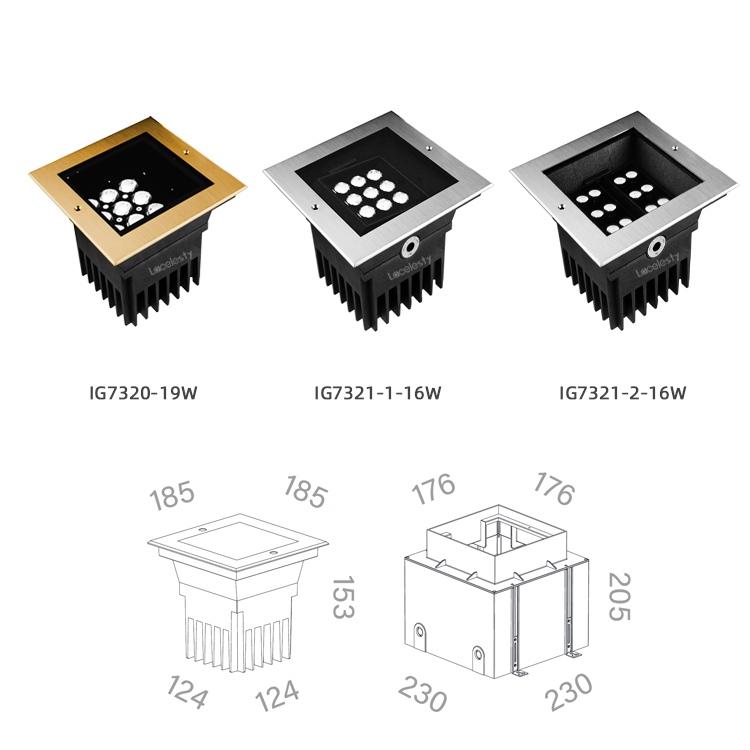 Adjustable Square Underground Light – IP67 Anti-Glare Inground Uplight - Image 3