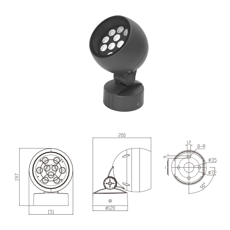 Round Adjustable Floodlight – Spherical LED Spotlight with Pole-Mount Option - Image 2