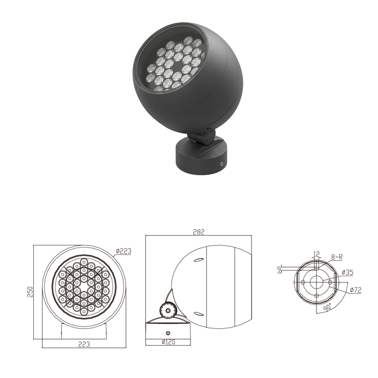 Round Adjustable Floodlight – Spherical LED Spotlight with Pole-Mount Option - Image 3