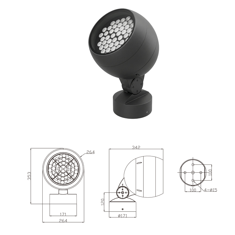 Round Adjustable Floodlight – Spherical LED Spotlight with Pole-Mount Option - Image 4